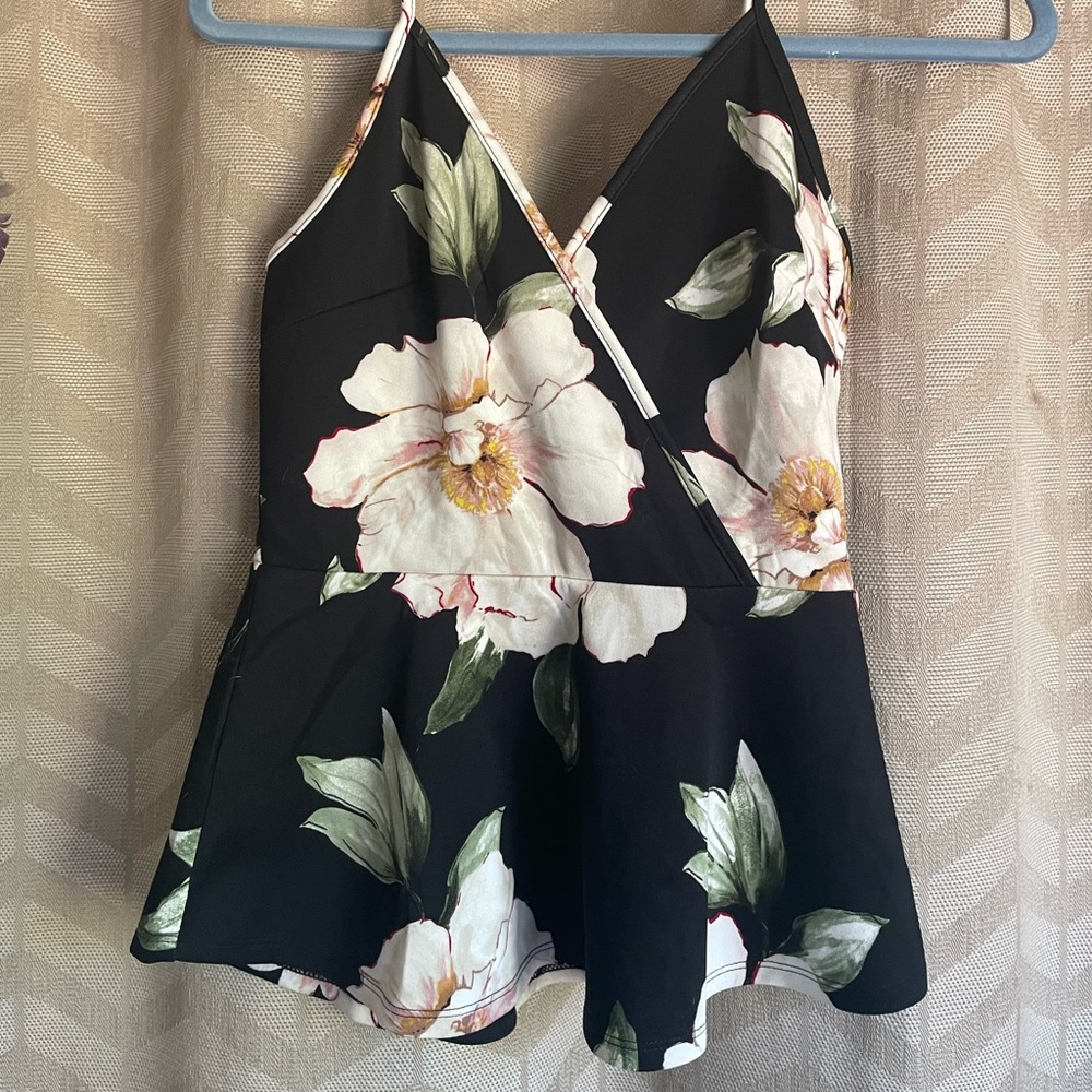 Floral peplum style blouse, size small